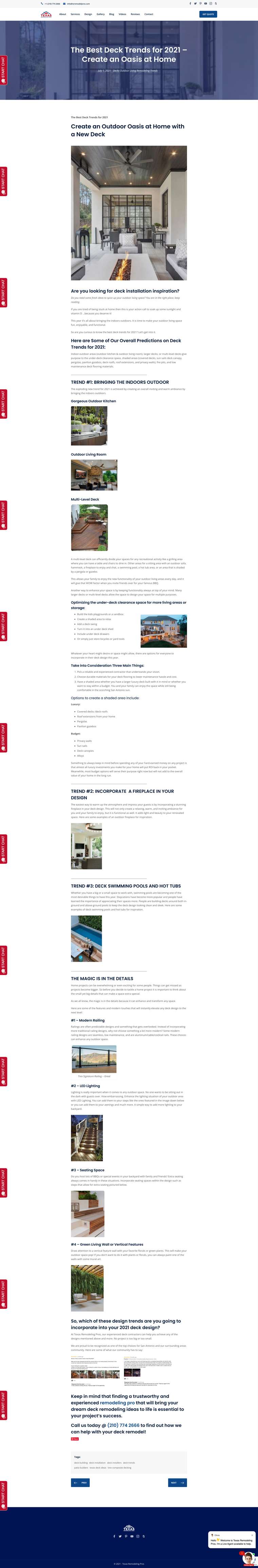 Full-page capture of the published deck trends article on Texas Remodeling Pros